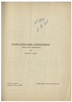 Moe Howard's 28pp. Script Dated October 1949 for The Three Stooges Film ''A Snitch in Time'' -- Paper Loss to Front Cover, Else Very Good Condition